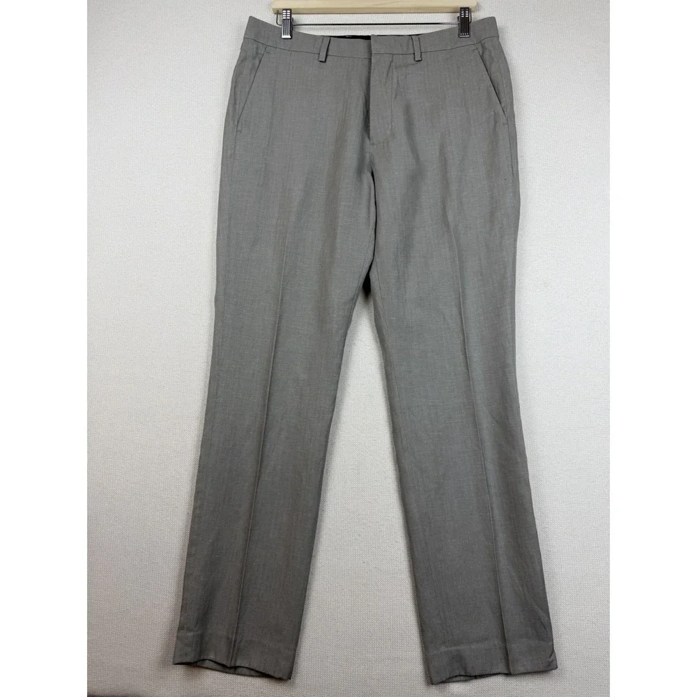 Bonobos Marzotto Wool Linen Blend Athletic Fit Trousers Pants 34x30 Beige Preppy
